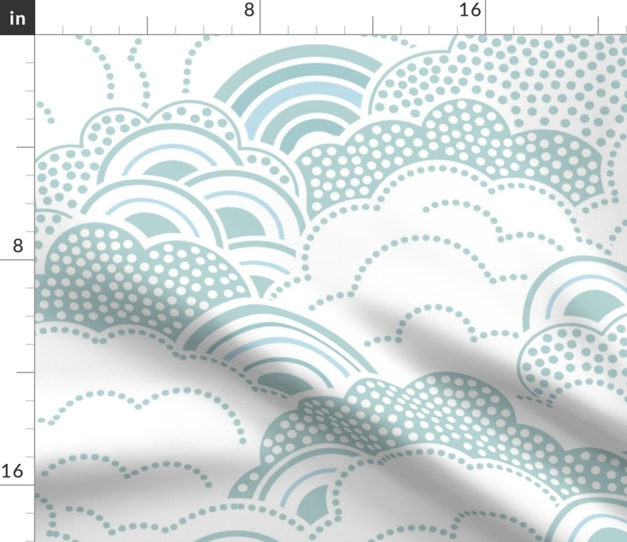 Nursery Clouds Baby Kids Dots Lines Monochromatic Gender Neutral Retro Vintage Sky Geometric Custom Printed Fabric by Spoonflower Various Fabrics by the Yard or Fat Quarter
